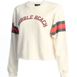 Sweatshirts<Pebble Beach Resorts Pebble Beach Ladies Black Label Stripe Sleeve Crew Sweatshirt By Original Retro Brand