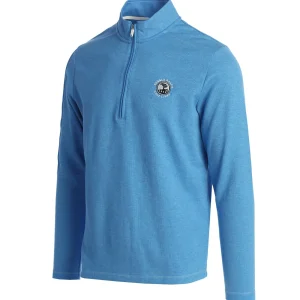 Pullovers And Sweaters<Pebble Beach Resorts Pebble Beach Men's 3-Stripes Pulse Blue 1/4 Zip By Adidas