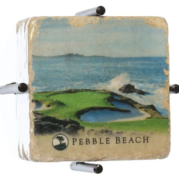 Home Decor<Pebble Beach Resorts Pebble Beach 7Th And 18Th Hole Marble Coaster Set By Art And Stone