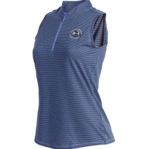 Polos<Pebble Beach Resorts Pebble Beach Women's Sleeveless 1/2 Zip Stripe Polo By Adidas