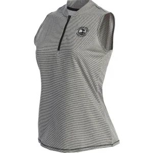 Polos<Pebble Beach Resorts Pebble Beach Women's Sleeveless 1/2 Zip Stripe Polo By Adidas
