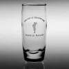 Glassware<Pebble Beach Resorts Spanish Bay Bagpiper Etched Tall Shot Glass Fine Crystal Collection