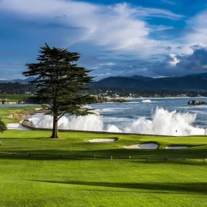 Pebble Beach Art Collection<Pebble Beach Resorts Sunday Afternoon By Bart Keagy - Metal Print